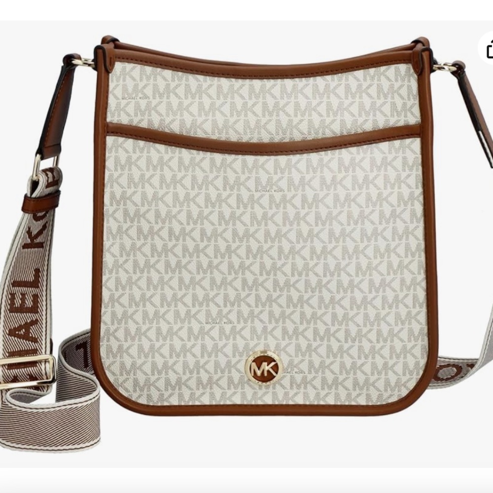 Michael Kors Cream and Brown Crossbody Bag